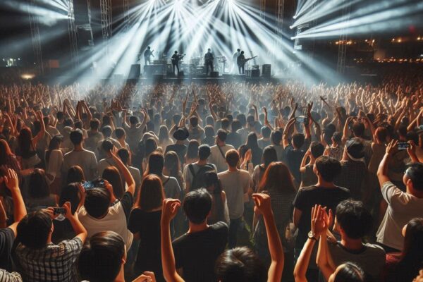 A large crowd enjoying a live music concert