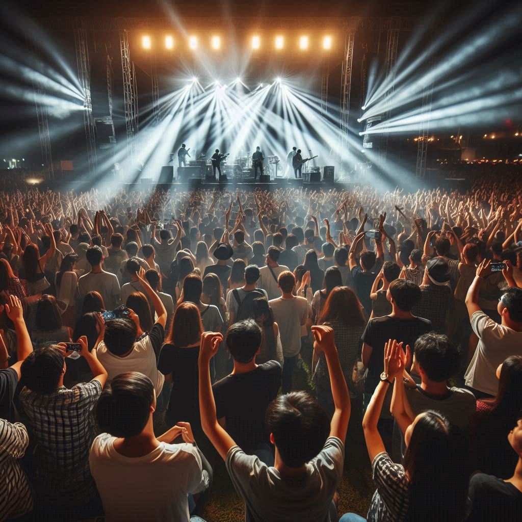 A large crowd enjoying a live music concert